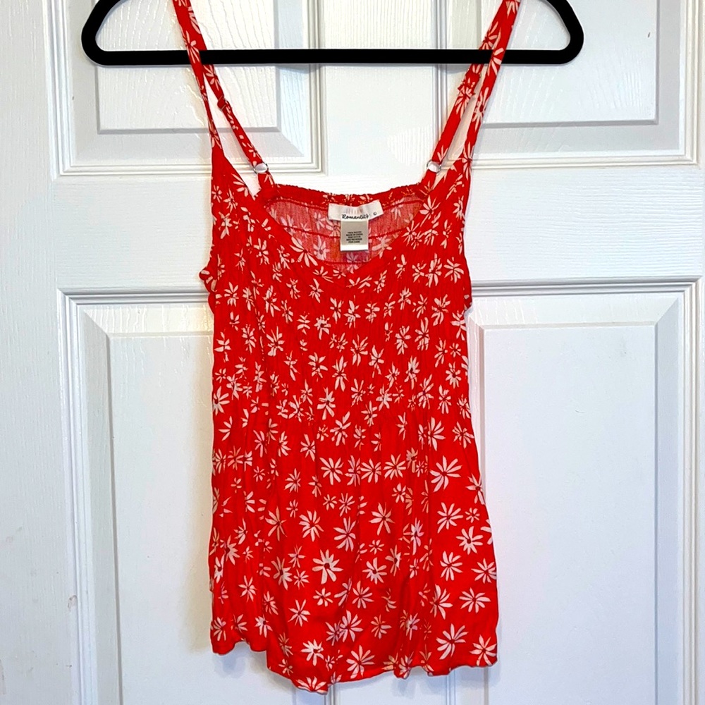 Summer tank orange w/ white flowers
